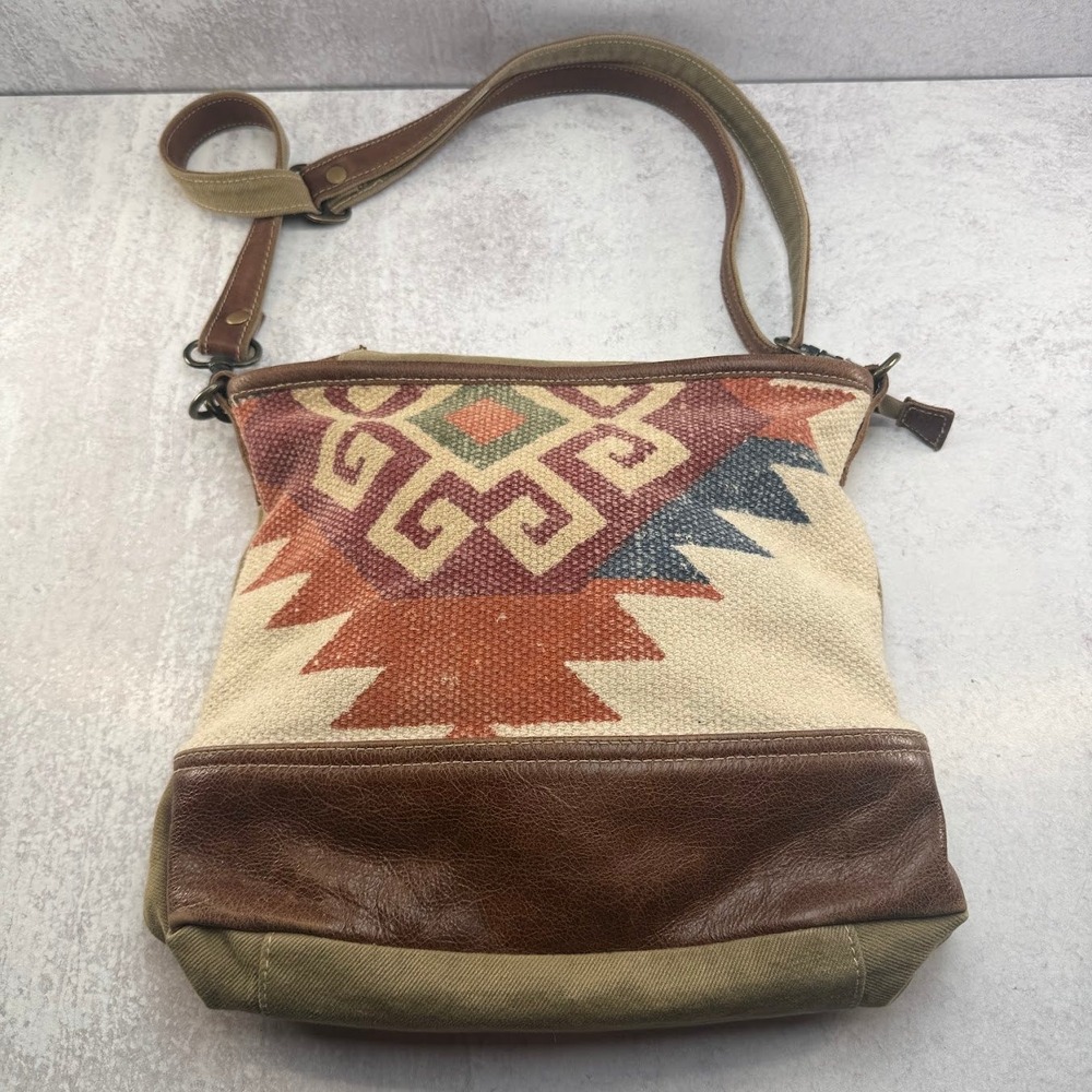 Myra Bag Thrill & Chill Aztec Crossbody Shoulder Bag S-2179 Leather Canvas